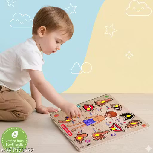 Wooden Body Parts Puzzle for Children | Early Education Learning Toy.Wooden Body Parts Learning Board for Kids