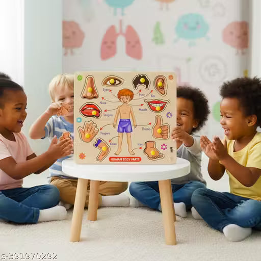 Wooden Body Parts Puzzle for Children | Early Education Learning Toy.Wooden Body Parts Learning Board for Kids