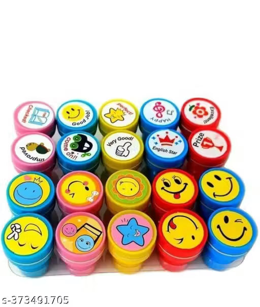 20 Piece Stamps for Kids Emoji and Motivation Reward Art Teachers Students Birthday Gift Craft Scrapbooking