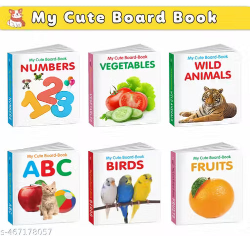 All-in-One Learning Board Book Set for Children – ABC, Numbers, Fruits, Vegetables, Wild Animals, Birds | Educational Picture Books for Toddlers, Baby board books | Pack of 6 books