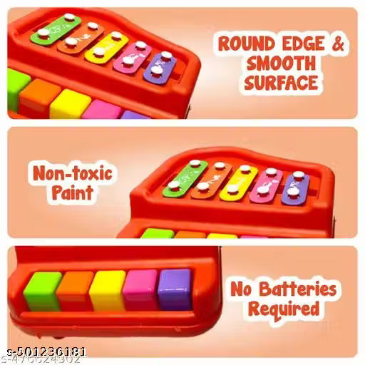 2-in-1 Piano and Xylophone Set with Bright, Crisp Sounds | Battery-Free, Fun Educational Music Toy for Kids